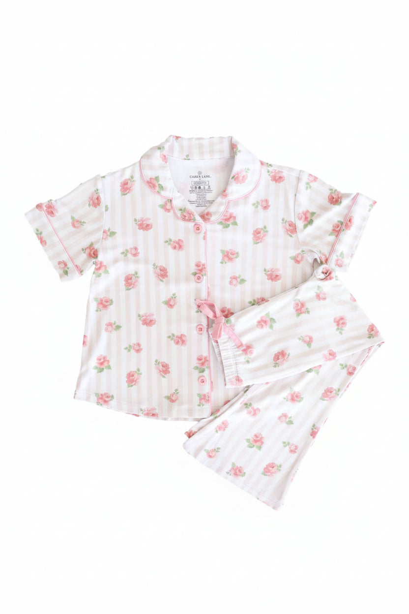 Girl's Two Piece Flare Lounge Set | Rosy & Cozy