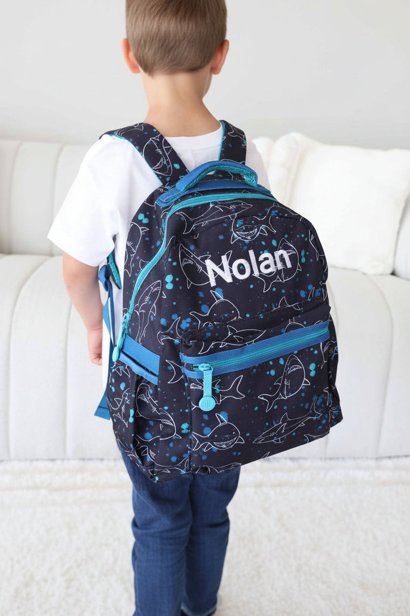 Kids Embroidered Backpack | Shark Attack