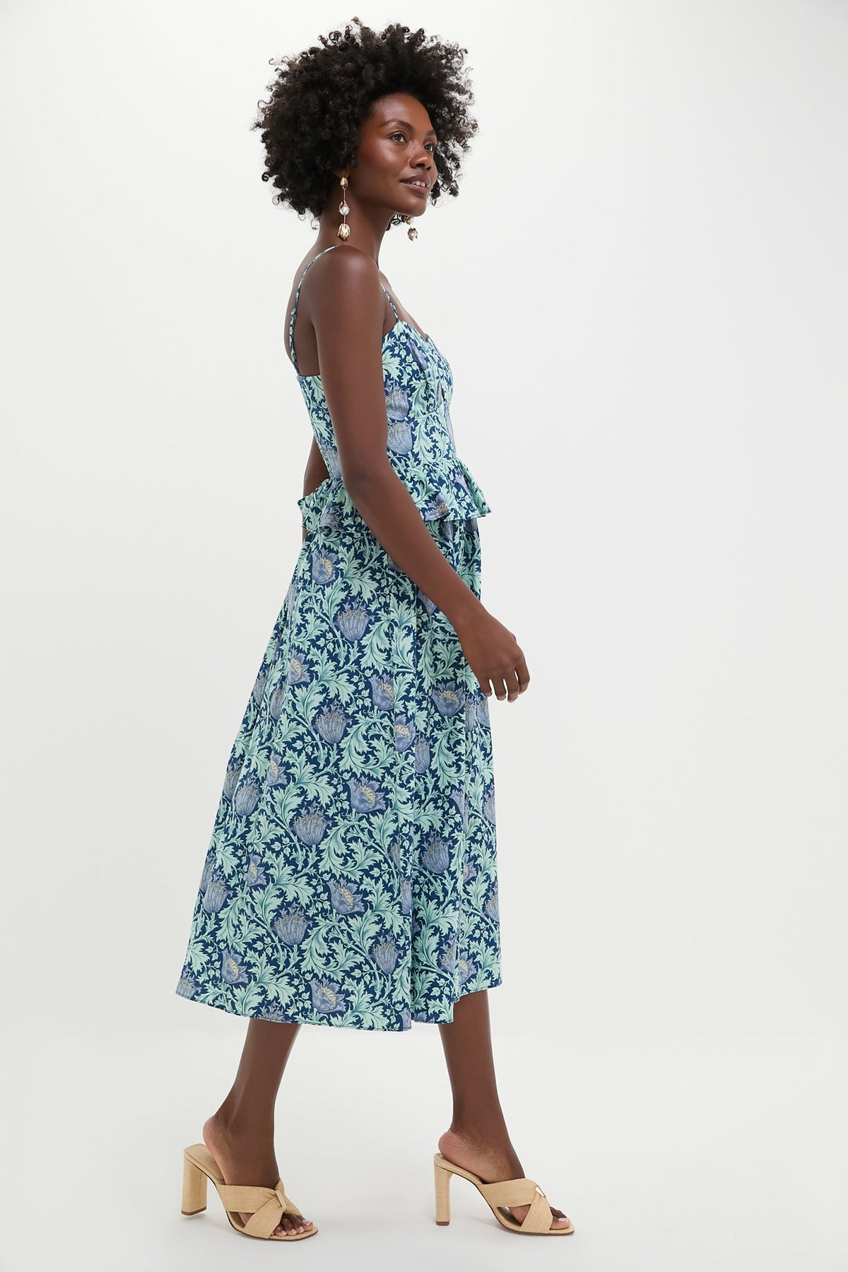 Blue Leafy Floral Maeve Midi Dress