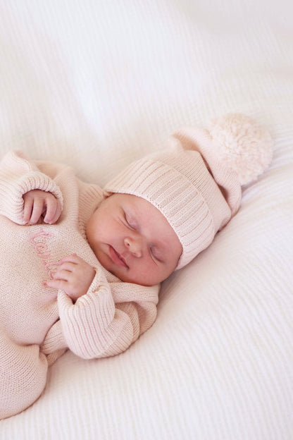 Knit Baby Pom Pom Beanie | Sweet Neutrals