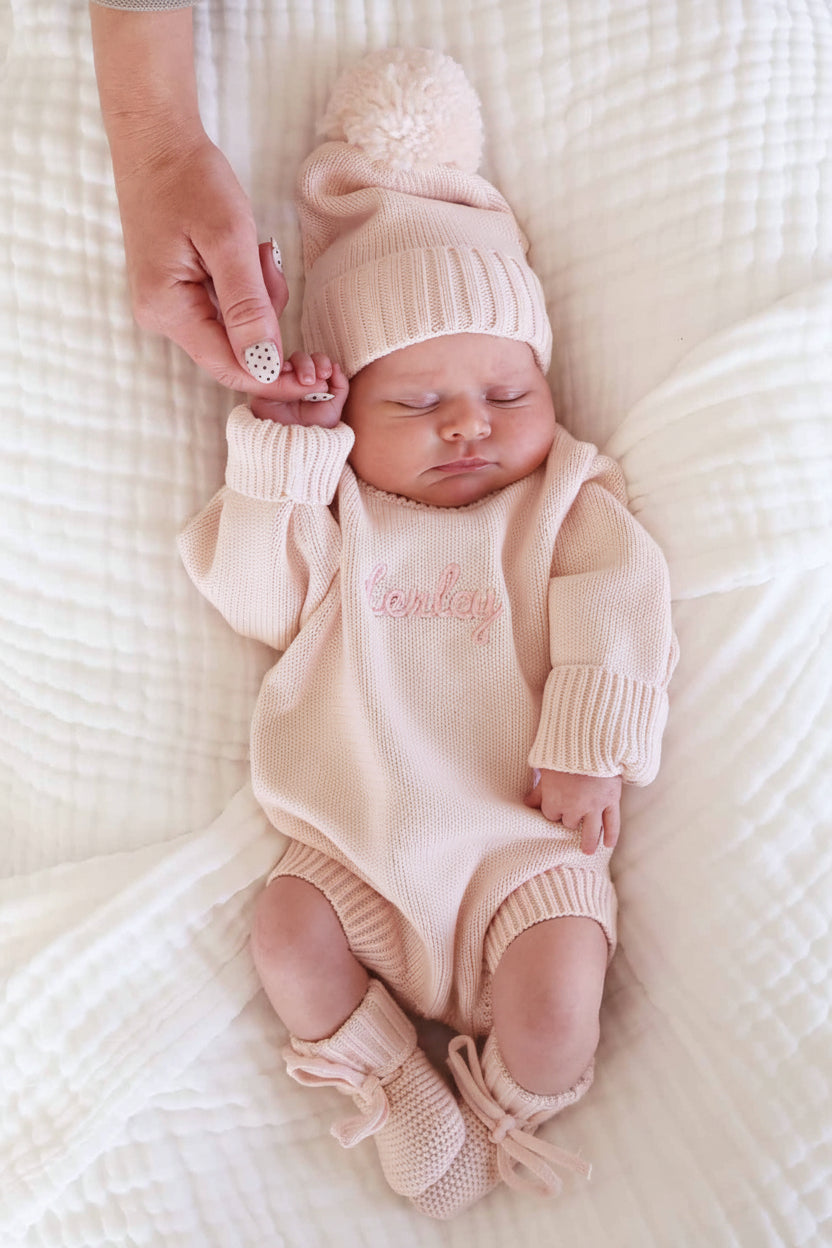 Knit Baby Booties | Tea Rose