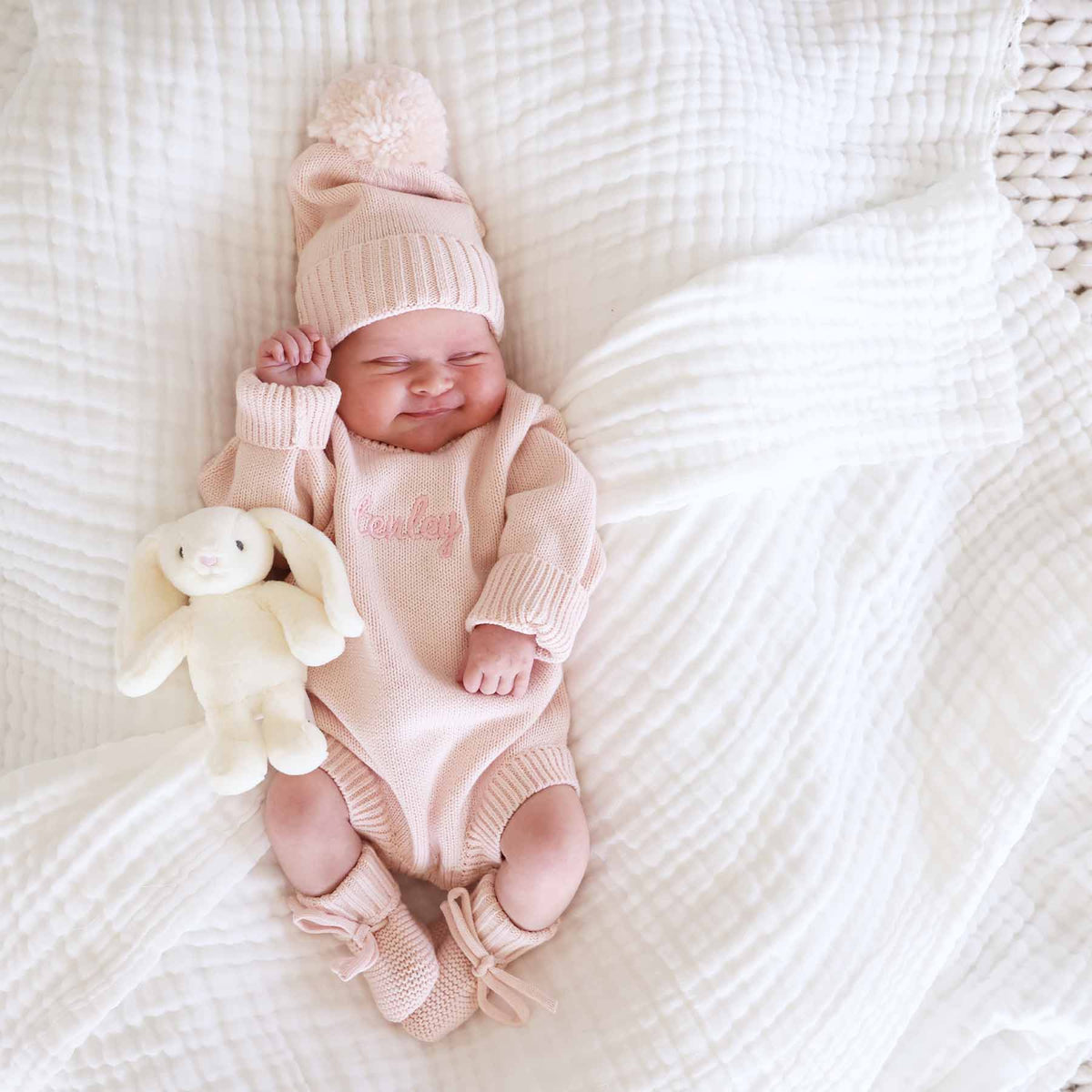 Knit Baby Booties | Tea Rose