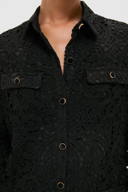 Black Lace Long Sleeve Rachael Mini Dress