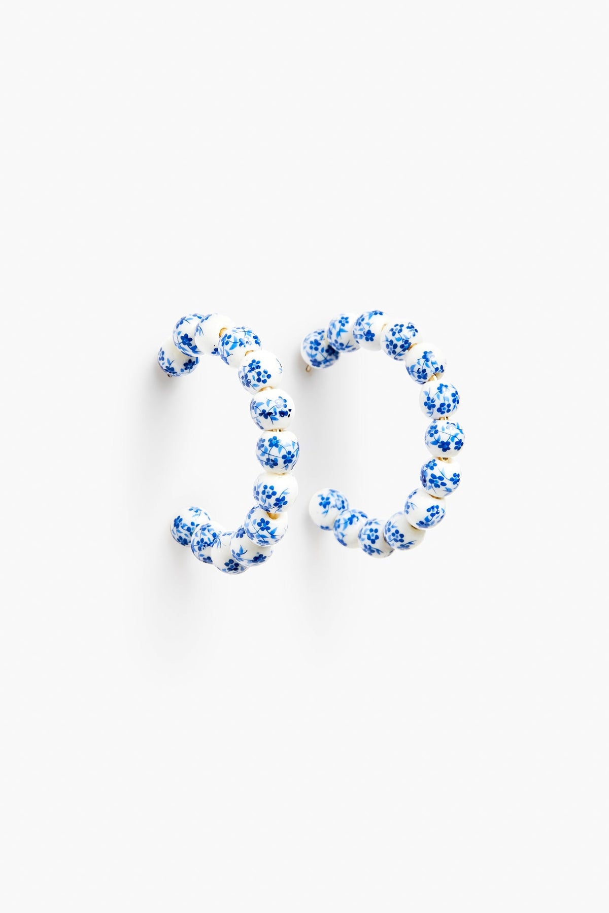 Blue Bead Hoop Earrings
